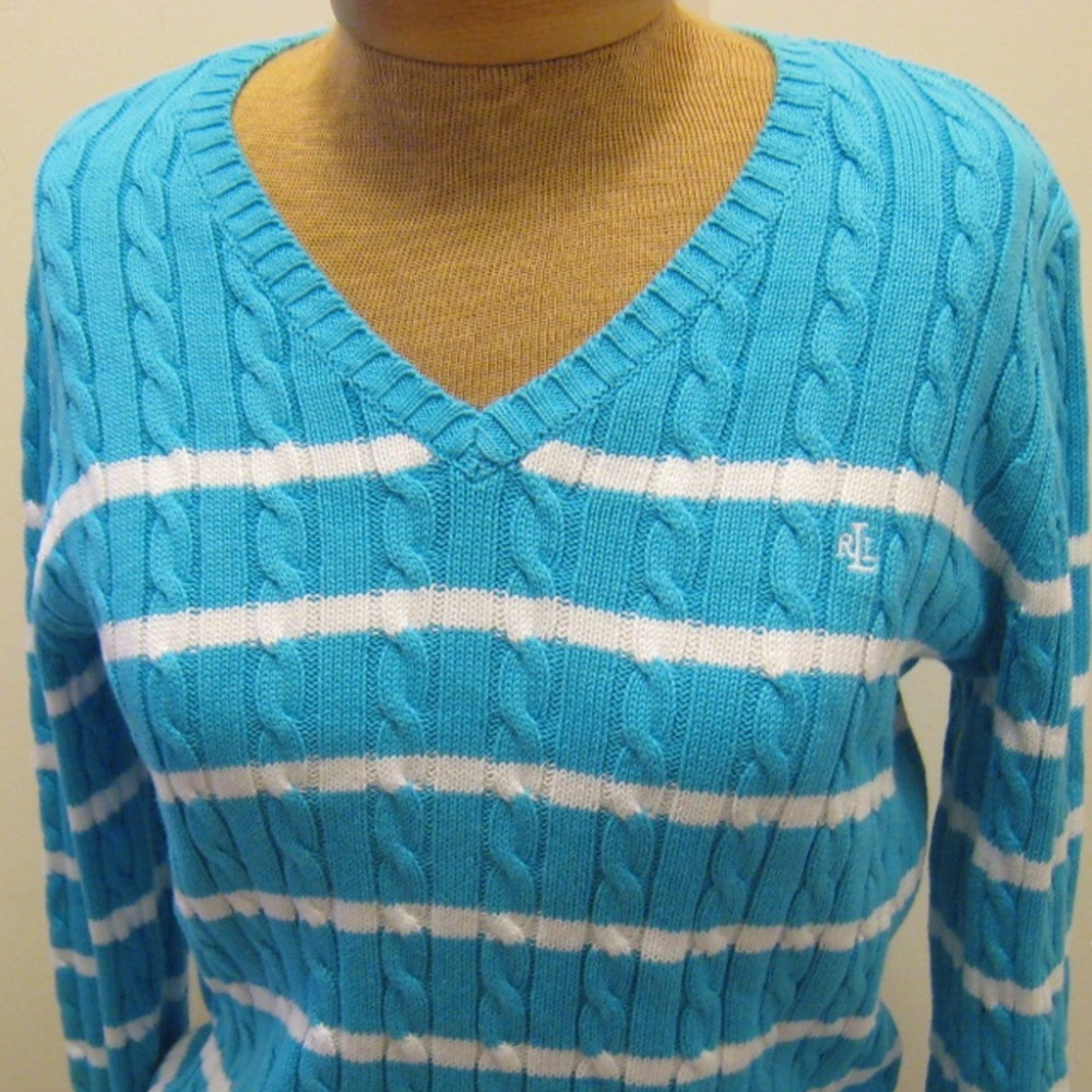 LAUREN RALPH LAUREN Womens Sweater V Neck L NEW